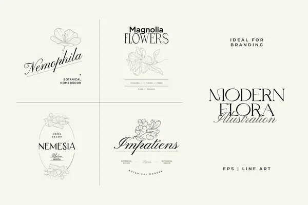 Vintage Flowers Vector Signs Logo Templates Retro Floral Illustration Classy — Vettoriale Stock