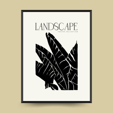 Abstract landscape interior contemporary minimal aesthetic. Hand drawn linear illustrations for wall decoration, postcards or brochures, cover design, stories, social media, app design.