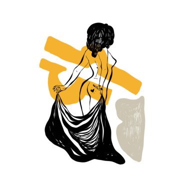 Modern abstract women. Minimalism concept. Female body, fashion. Matisse style. . Contemporary silhouette of woman. Hand drawn trendy vector posters, illustrations for print.