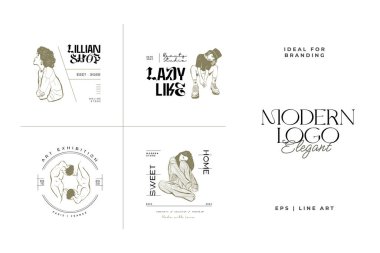 El çizimi moda kadın logosu şablonu