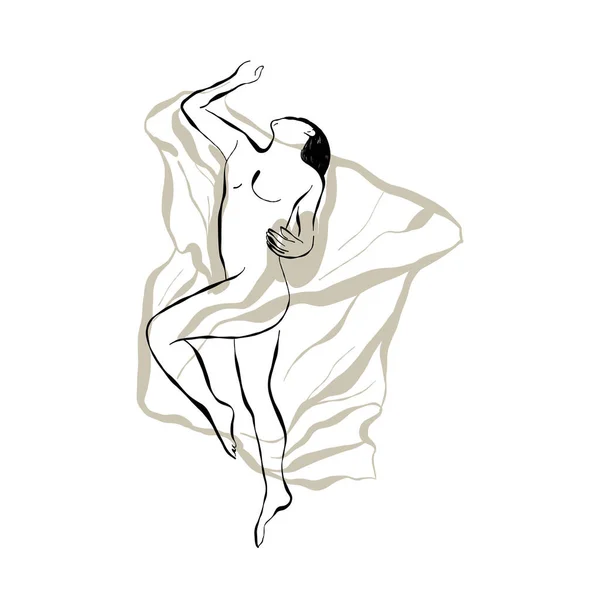 Modern Abstract Women Minimalism Concept Female Body Fashion Matisse Style — Stok Vektör