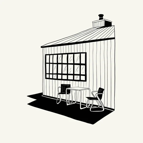 Abstract Landscape Interior Contemporary Minimal Aesthetic Hand Drawn Linear Illustrations — 스톡 벡터