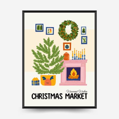 Merry Christmas and Happy New Year backgrounds, greeting cards, posters, holiday covers. Xmas festive templates