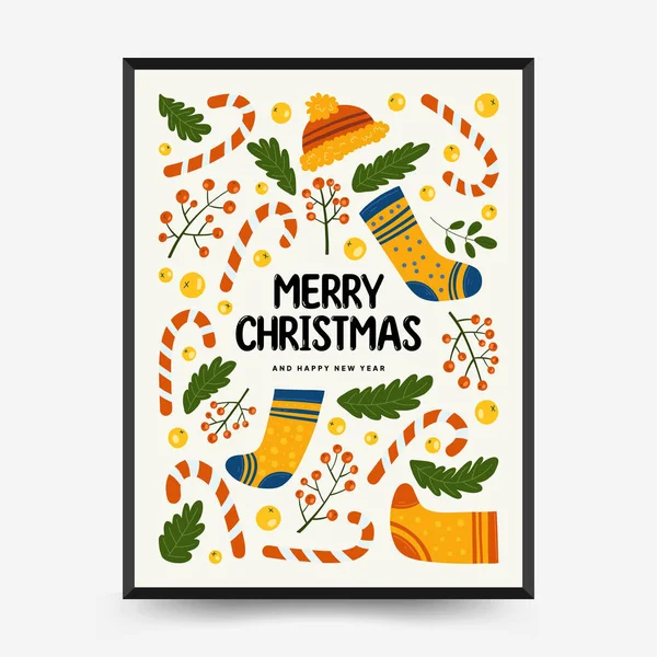 Merry Christmas Happy New Year Backgrounds Greeting Cards Posters Holiday — Archivo Imágenes Vectoriales