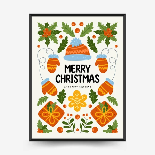 Merry Christmas Happy New Year Backgrounds Greeting Cards Posters Holiday — Vetor de Stock