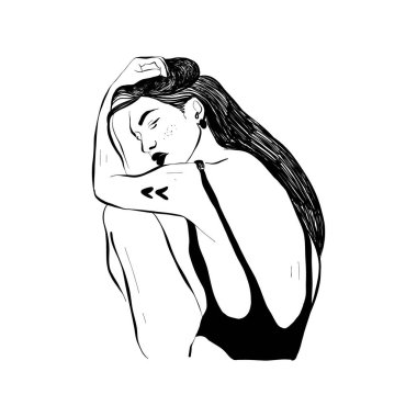 Modern abstract women. Minimalism concept. Female body, fashion. Matisse style. . Contemporary silhouette of woman. Hand drawn trendy vector posters, illustrations for print.