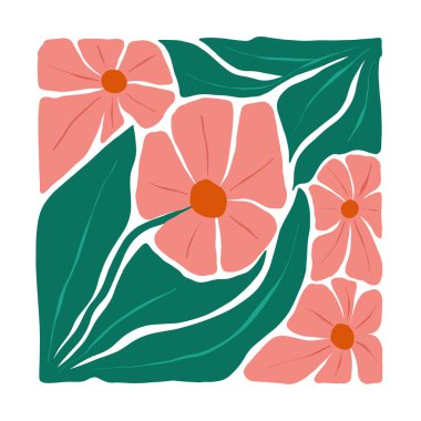 Çiçek soyut elementler. Botanik kompozisyonu. Modern trend Matisse minimal tarzı. Çiçek posteri, davet. Tebrik kartı veya davet tasarımı için vektör düzenlemeleri