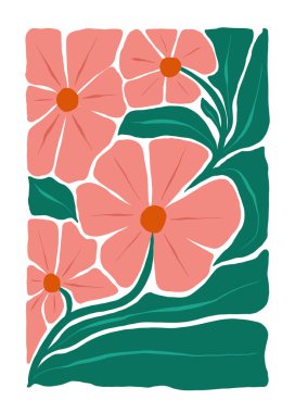 Çiçek soyut elementler. Botanik kompozisyonu. Modern trend Matisse minimal tarzı. Çiçek posteri, davet. Tebrik kartı veya davet tasarımı için vektör düzenlemeleri