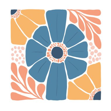 Çiçek soyut elementler. Botanik kompozisyonu. Modern trend Matisse minimal tarzı. Çiçek posteri, davet. Tebrik kartı veya davet tasarımı için vektör düzenlemeleri