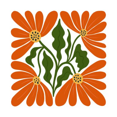 Çiçek soyut elementler. Botanik kompozisyonu. Modern trend Matisse minimal tarzı. Çiçek posteri, davet. Tebrik kartı veya davet tasarımı için vektör düzenlemeleri