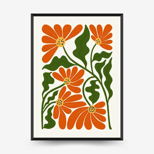 Abstrakte Florale Plakatvorlage Moderner Trendiger Matisse Minimal Stil Rosa Und — Stockvektor