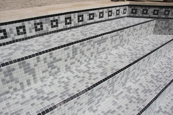 Azulejos Que Aplican Para Renovar Una Piscina Imagen Grupo Etapas — Foto de Stock