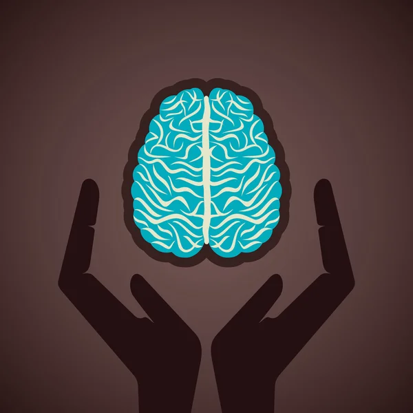 Cerebro en la mano o guardar inteligencia concepto stock vector — Vector de stock