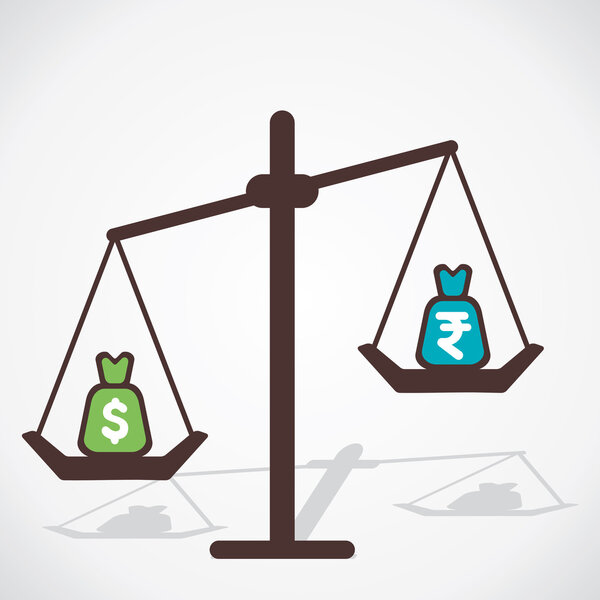 Dollar is more value than rupee currency concept vector