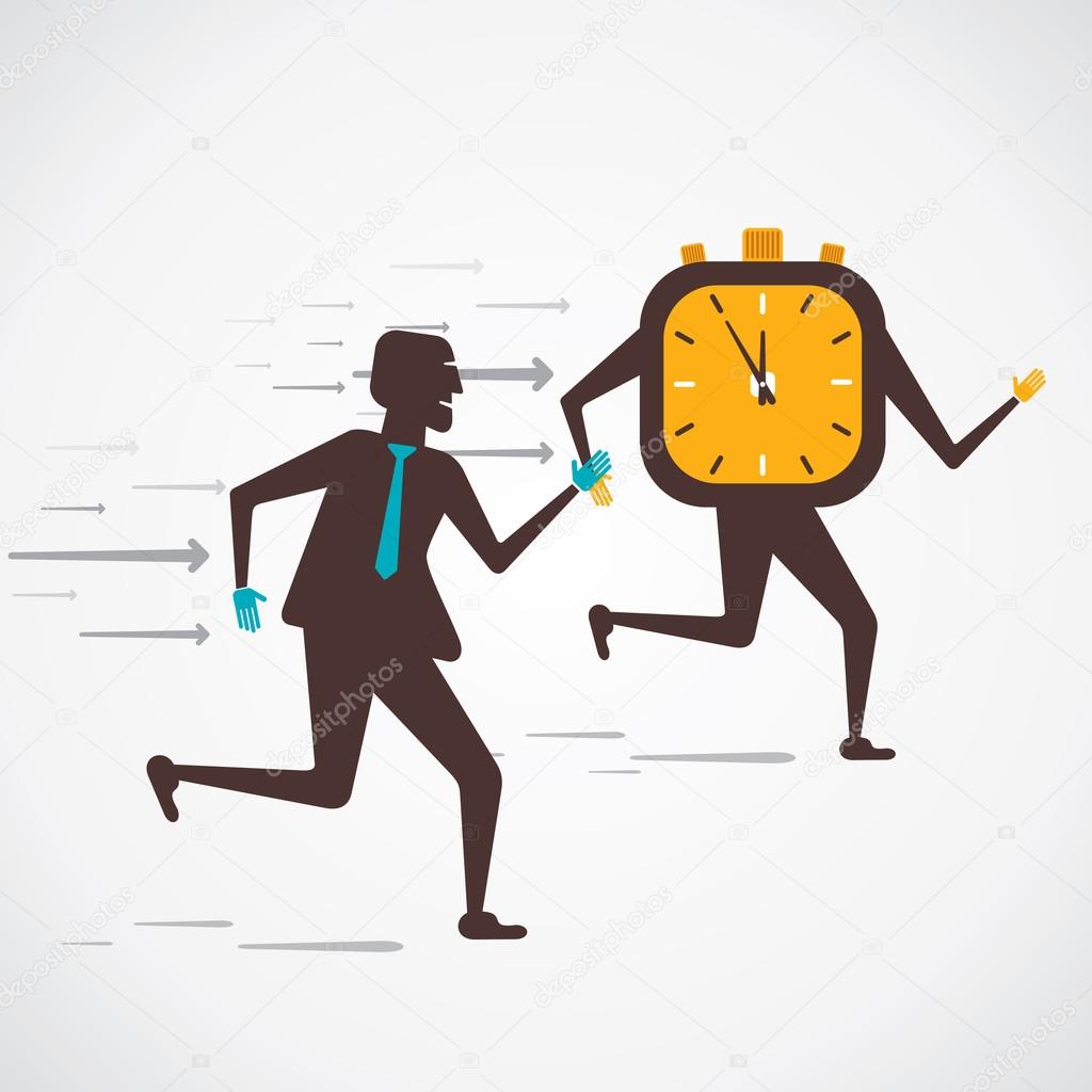 Competition between businessmen and clock(time) concept