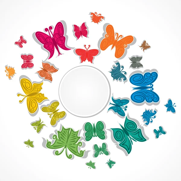 Colorata farfalla vettore etichetta creativa — Vettoriale Stock