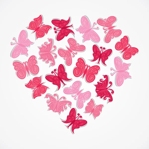 Corazón forma diseño mariposa vector — Vector de stock