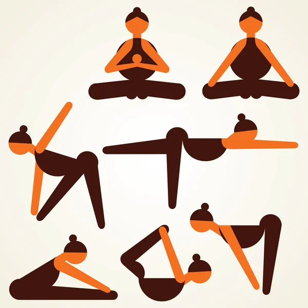 Différents yoga pose stock vecteur — Image vectorielle