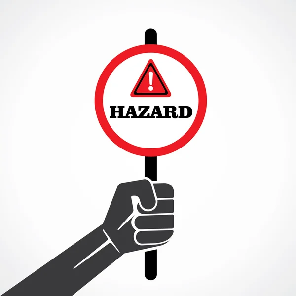 Hazard sign banner in hand vector — Stock Vector