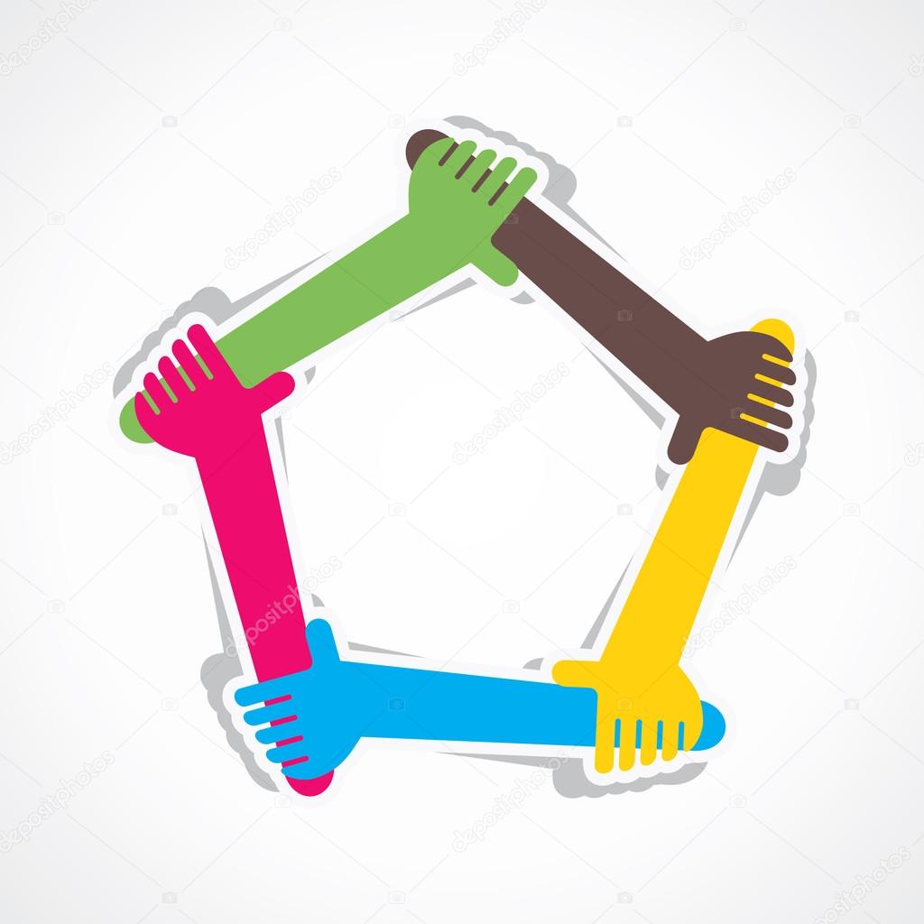 Hand join team work or support each other vector