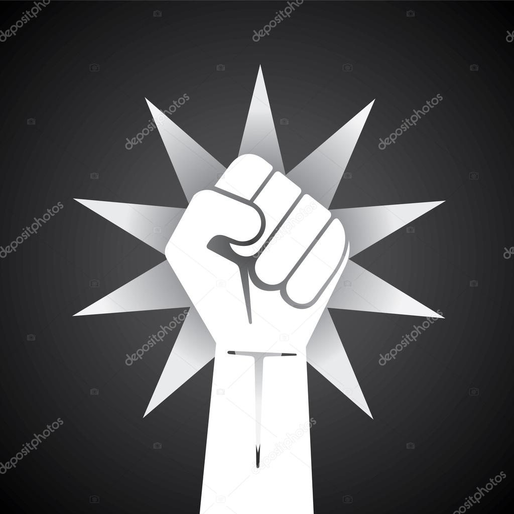 Clenched fist held in protest vector illustration