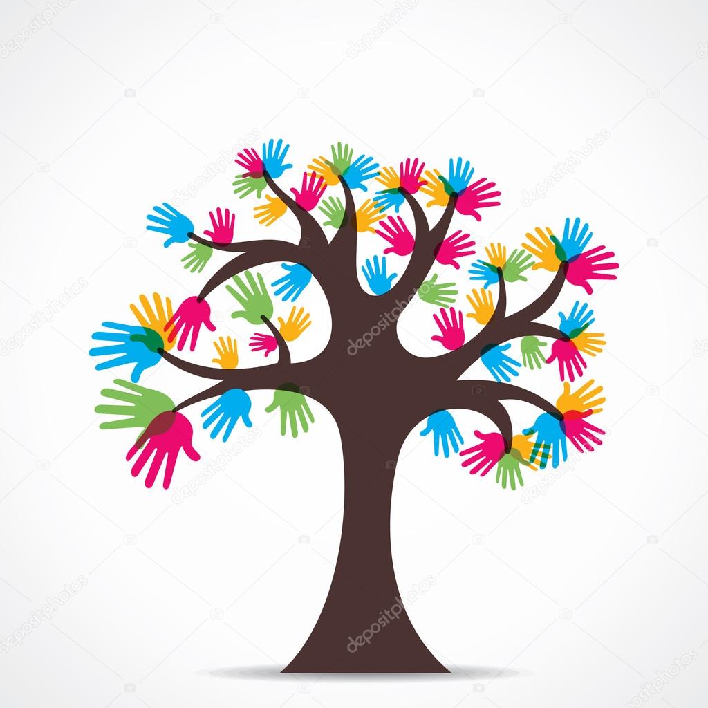 Colorful hand tree vector