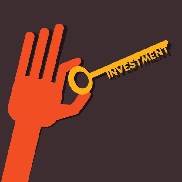 Investment key in hand stock vector — Stock Vector