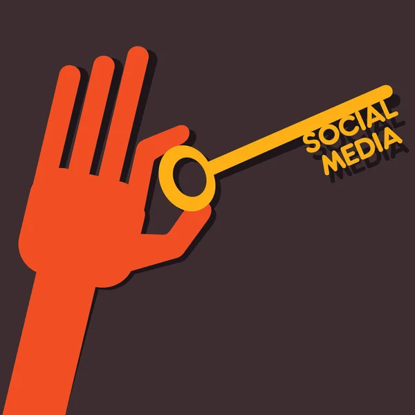 Ключ соціальних медіа в руках фондовий вектор — стоковий вектор