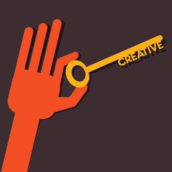 Creative key in hand stock vector — Stok Vektör