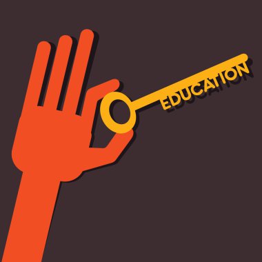Education key in hand stock vector clipart