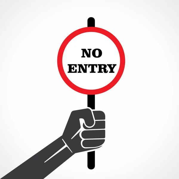 No entry placard hold in hand vector — Stock Vector