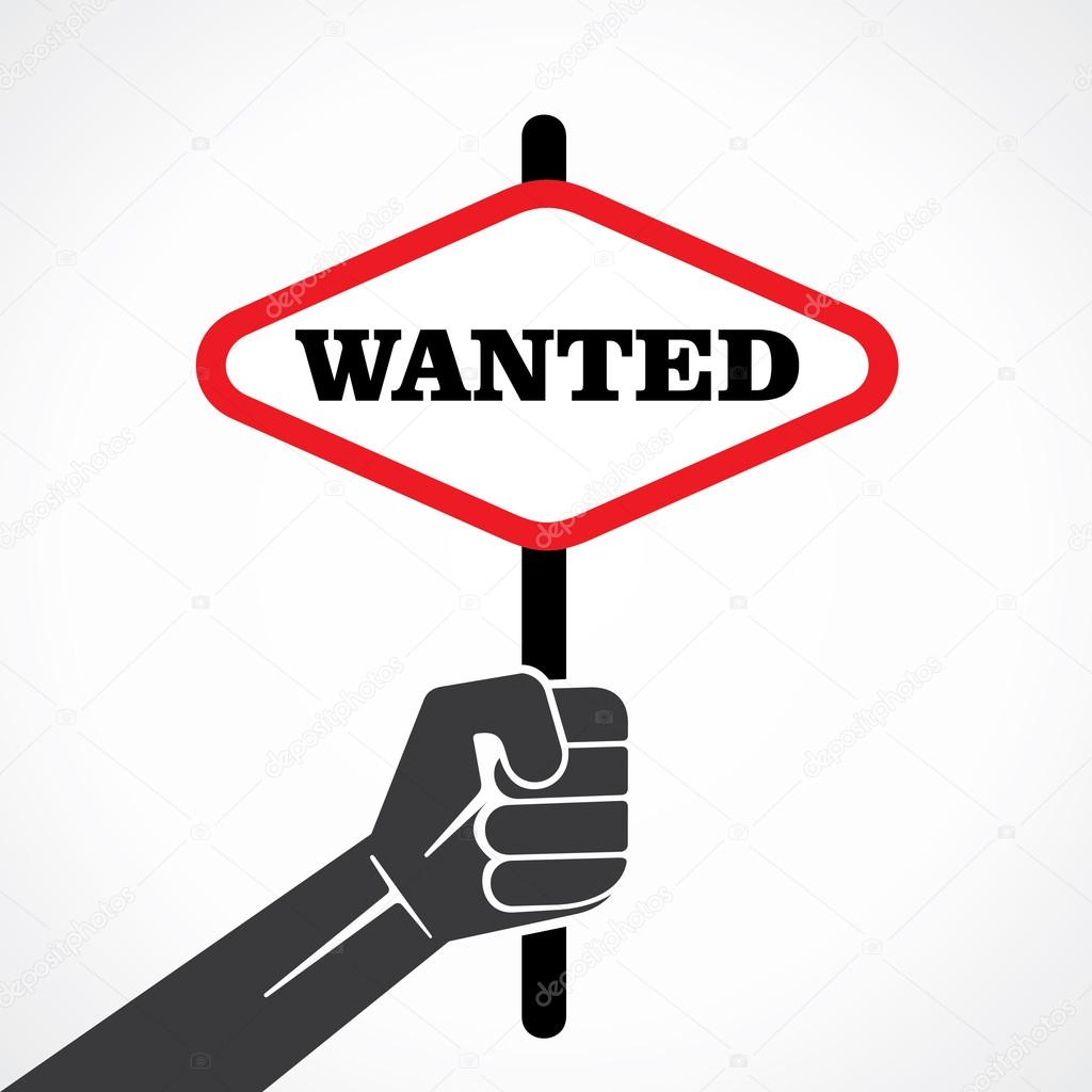 Wanted placard holding in hand vector