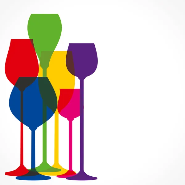 カラフルな異なる形状のワインのガラスのベクトル — ストックベクタ
