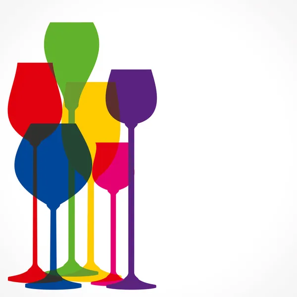 Vector de cristal de vino de forma diferente colorido — Vector de stock