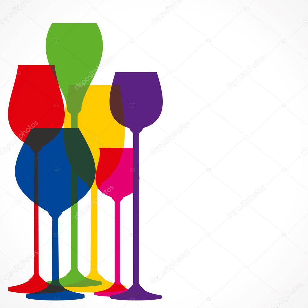 Colorful different shape wine glass vector