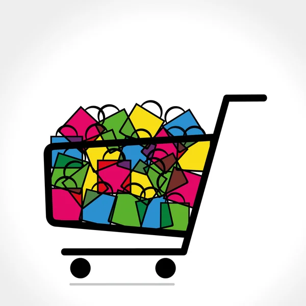 Colorful bag in shopping cart — Stock Vector