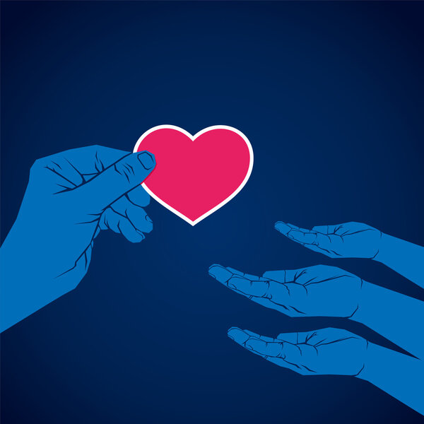 Дарение сердца другим людям вектор руки
