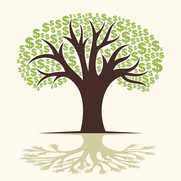 Dollar tree shadow hand tree concept vector — Stock Vector