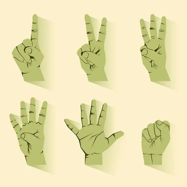 Mano dedo contando pose uno a cinco vector — Vector de stock