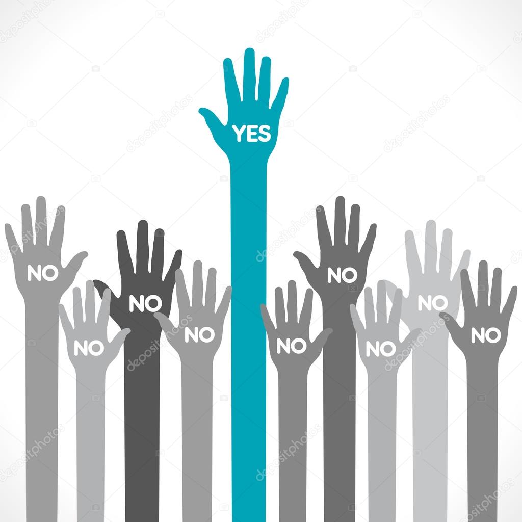 Only one hand say yes background vector