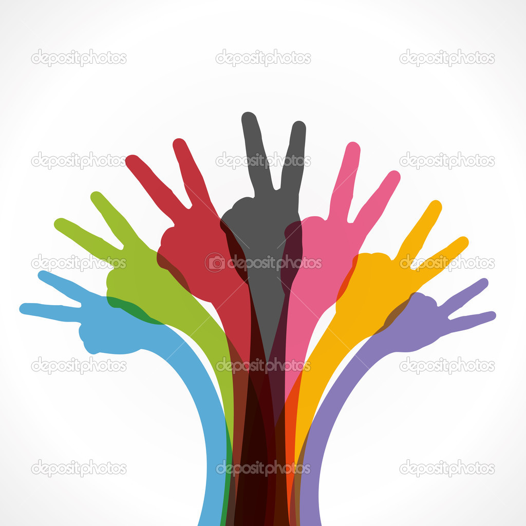 Colorful victory sign hand vector