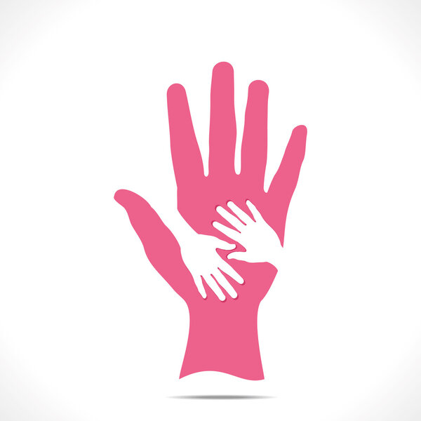 Tow child hand over mother hand vector