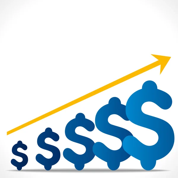 Aumentare il concetto di grafico di crescita o aumentare il vettore di fondo del grafico del dollaro — Vettoriale Stock