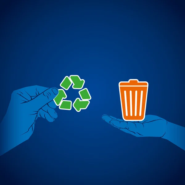 Main avec concept de recyclage — Image vectorielle