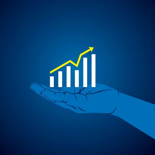 Business growth graph in hand background vector — Stock Vector