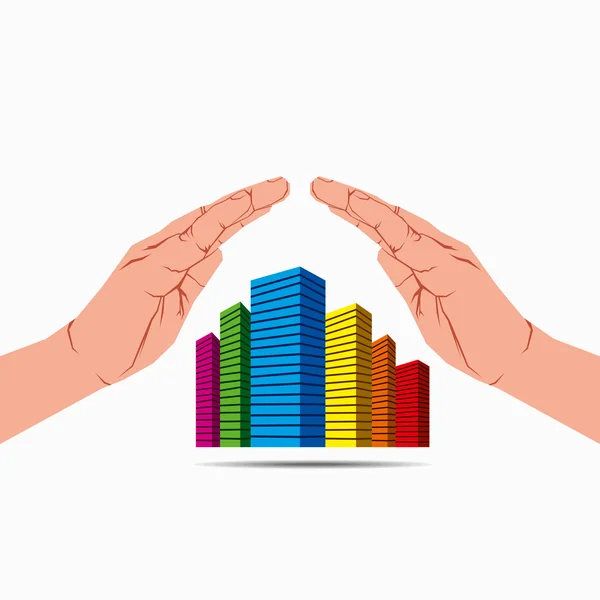 Building under hand background vector — Stock Vector