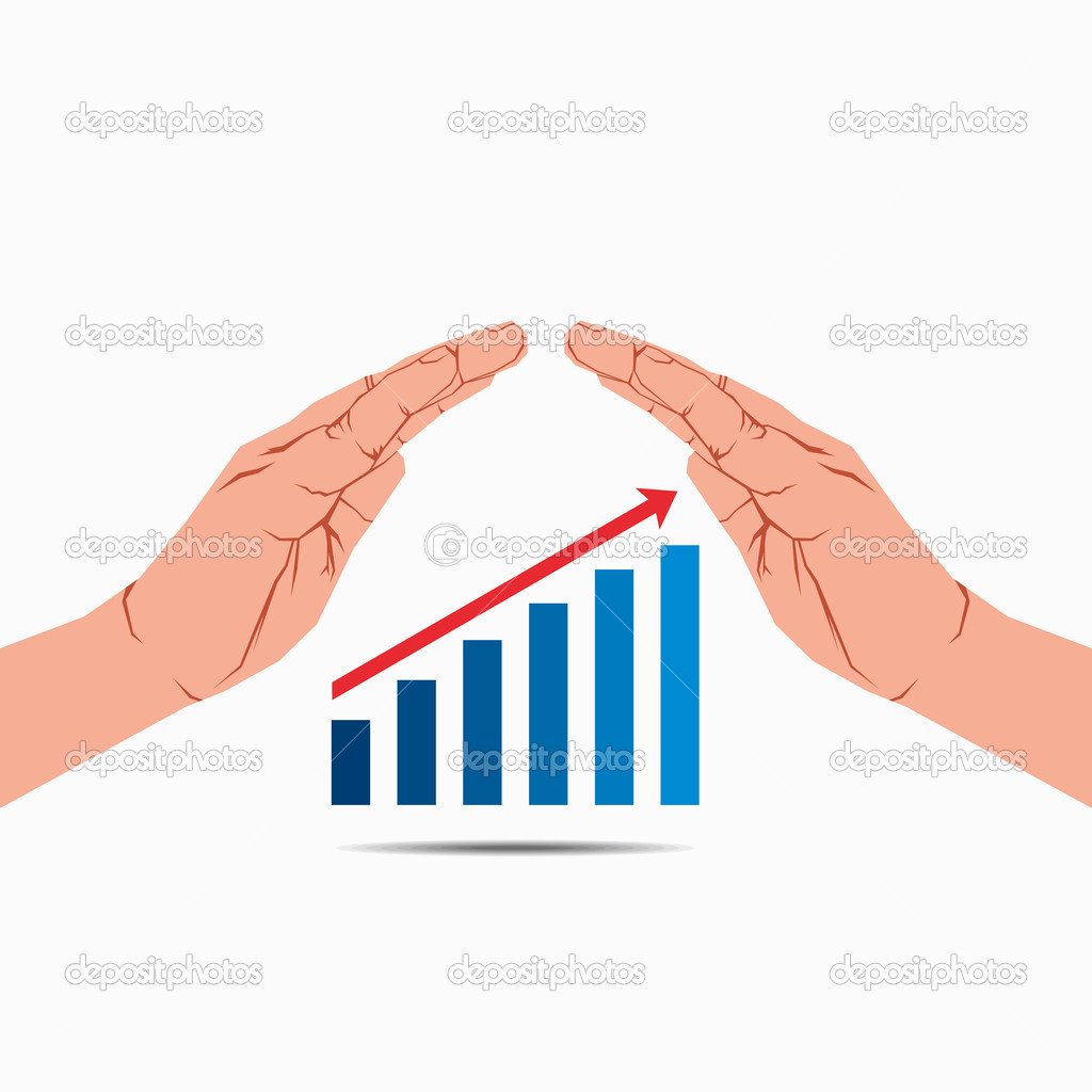 Business graph under hand vector