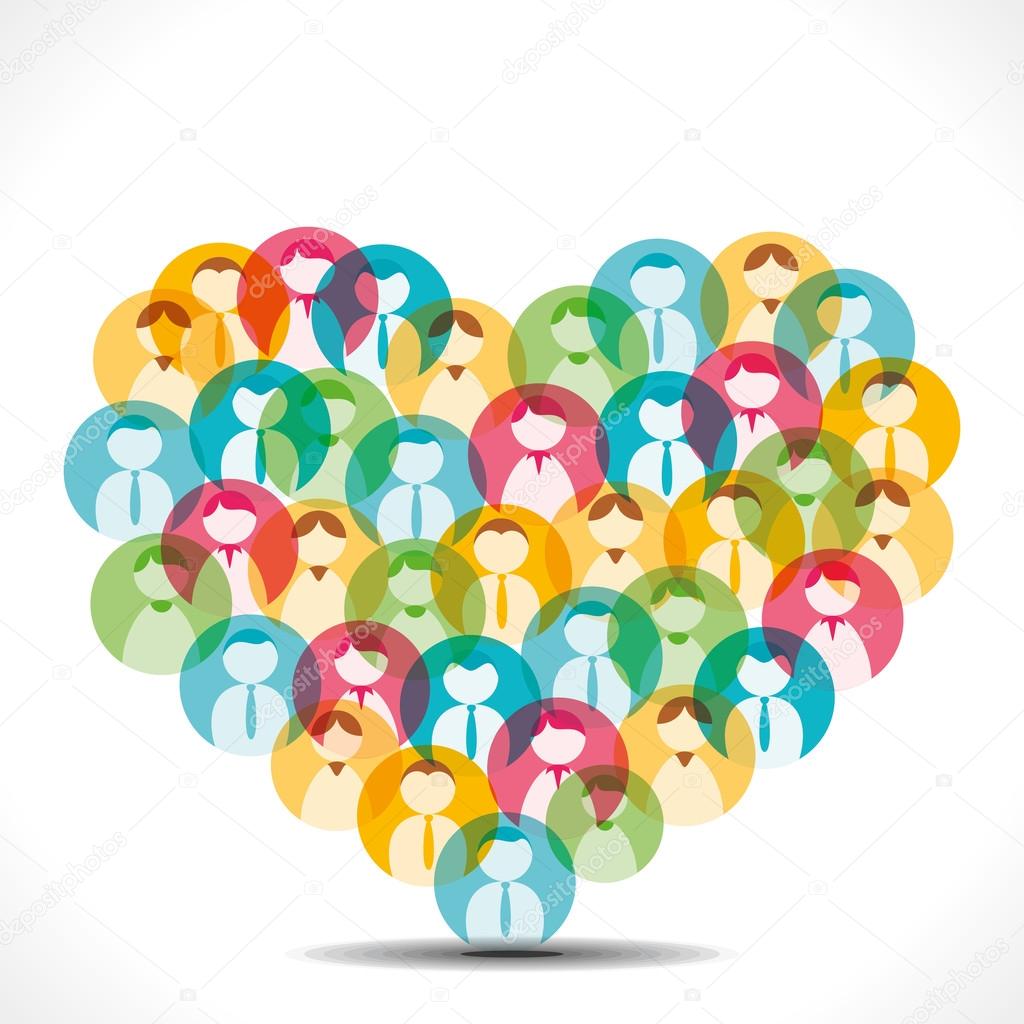 Colorful people icon make heart shape vector