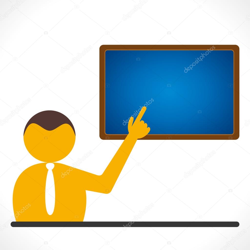 Teacher or instructor with blue board concept vector