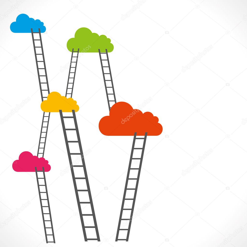Colorful cloud with ladder background vector